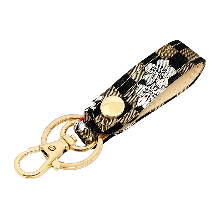 【Leo&Aoi公式ショップ】 西陣織 キーリング キーホルダー ベルト式 宵 スナップボタン ナスカン バッグチャーム 和風 和柄 金襴
