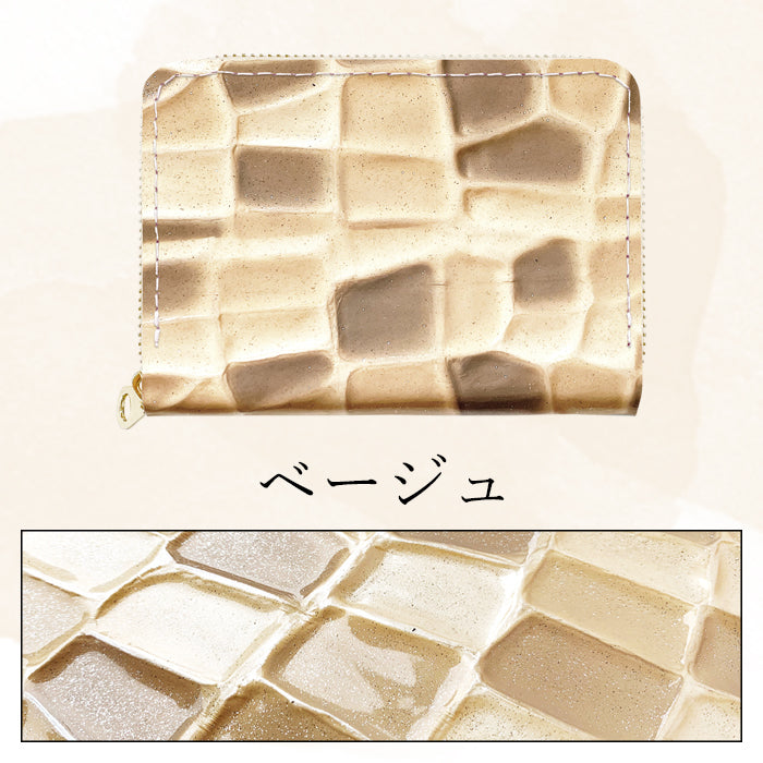 【Leo&Aoi公式ショップ】 2nd ステンドグラス ミニウォレット ミニ財布 財布 小さい財布 本革 2コンパクト 牛革 サイフ さいふ ウォレット 革 エナメル加工 レザー カード収納 革財布 ラウンド財布 ミニサイフ 本革ミニ財布 レディース  ハンドメイド【安心の返品保証付き】