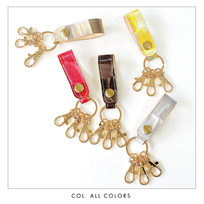 【Leo&Aoi公式ショップ】 2nd ステンドグラス 3連 キーリング 本革 スナップボタン 本革キーリング 【安心の返品保証付き】