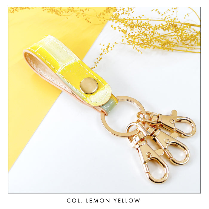 【Leo&Aoi公式ショップ】 2nd ステンドグラス 3連 キーリング 本革 スナップボタン 本革キーリング 【安心の返品保証付き】