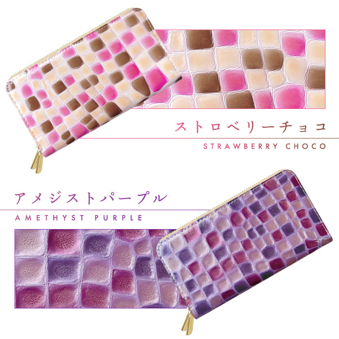 【Leo&Aoi公式ショップ】 本革 3rd ステンドグラス 蛇腹 ダブルファスナー 長財布 レディース メンズ カード収納 大きい財布 ラウンド型長財布 【安心の返品保証付き】