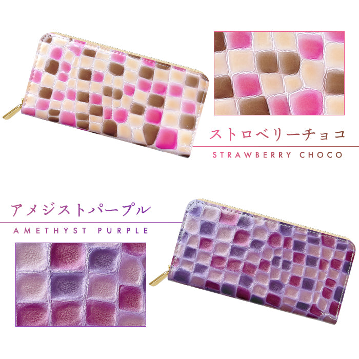 【Leo&Aoi公式ショップ】 本革 3rdステンドグラス 長財布 レディース 財布 ラウンド型ファスナー カード収納【安心の返品保証付き】