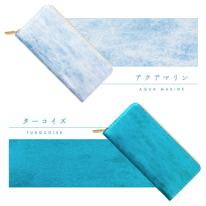 【Leo&Aoi公式ショップ】 アダマス 長財布 本革 財布 ラウンド型ファスナー レディース メンズ 大理石風 大容量 カード収納【安心の返品保証付き】