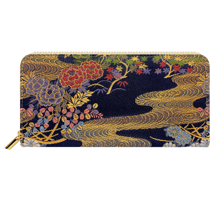 【Leo&Aoi公式ショップ】 西陣織 明 スリム 長財布 レディース メンズ カード収納 財布 さいふ ウォレット ラウンド型財布 和 和柄 豪華 織物 和風 【安心の返品保証付き】