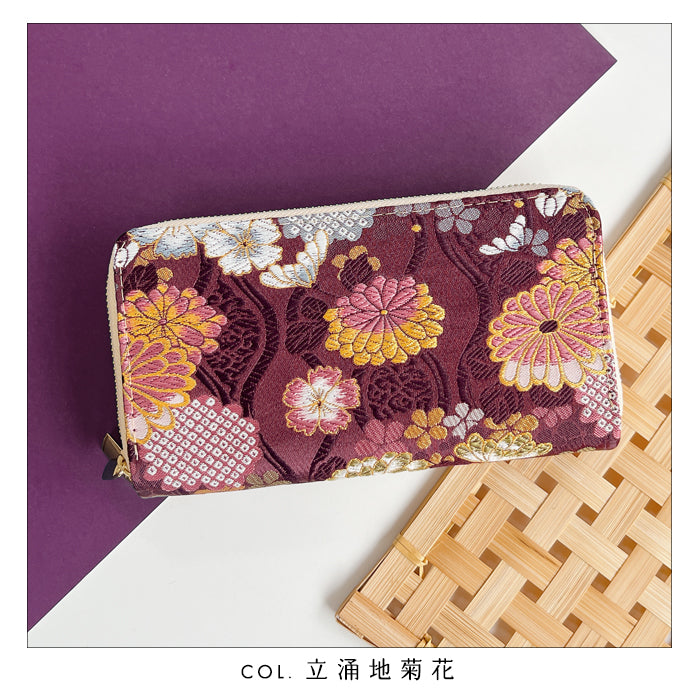 【Leo&Aoi公式ショップ】 西陣織 明 蛇腹 ダブルファスナー 長財布 レディース メンズ カード収納 大きい財布 ラウンド型長財布 和 和柄 和風 【安心の返品保証付き】