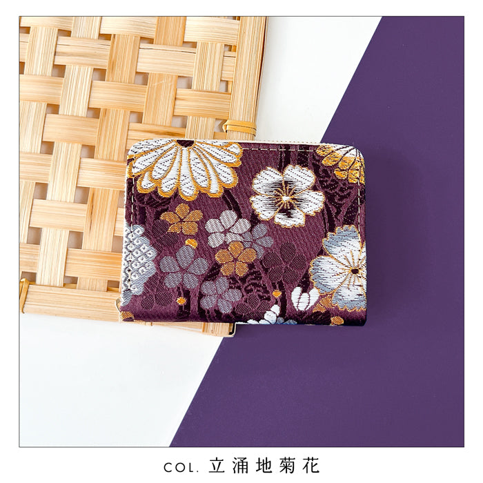 【Leo&Aoi公式ショップ】西陣織 明 蛇腹 シンプル 財布 ラウンド型ファスナー メンズ レディース ミニ財布 カード入れ 金襴 和 和柄 和風 【安心の返品保証付き】