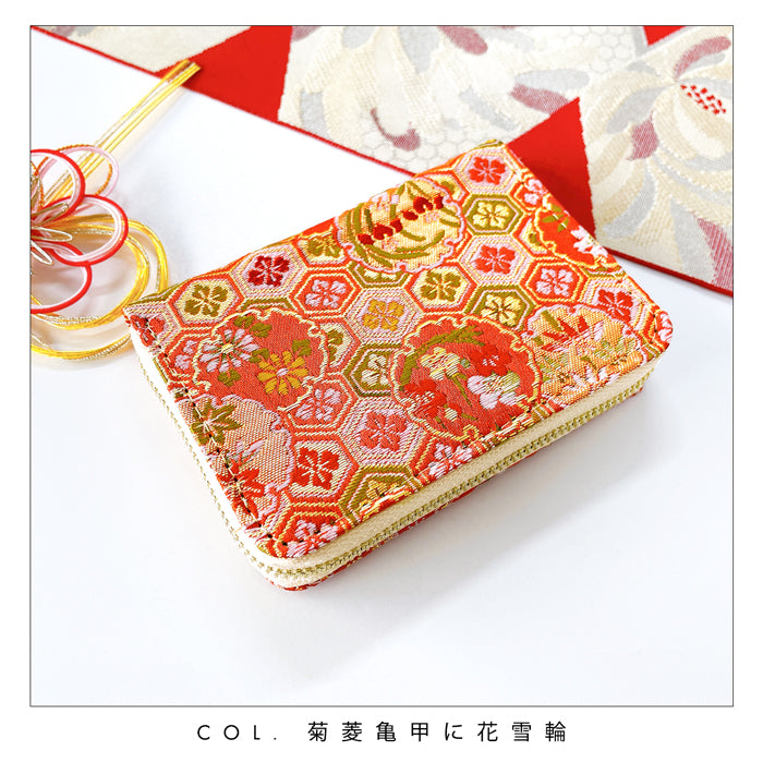 【Leo&Aoi公式ショップ】 西陣織 明 ミニ財布 財布 金襴 ミニウォレット コンパクト ラウンドファスナー サイフ さいふ ウォレット 小さい財布 カード収納 ラウンド財布 ミニサイフ 和風 和柄 和 豪華 織物 ハンドメイド