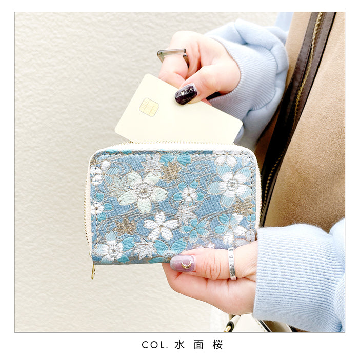 【Leo&Aoi公式ショップ】 西陣織 明 ミニ財布 財布 金襴 ミニウォレット コンパクト ラウンドファスナー サイフ さいふ ウォレット 小さい財布 カード収納 ラウンド財布 ミニサイフ 和風 和柄 和 豪華 織物 ハンドメイド