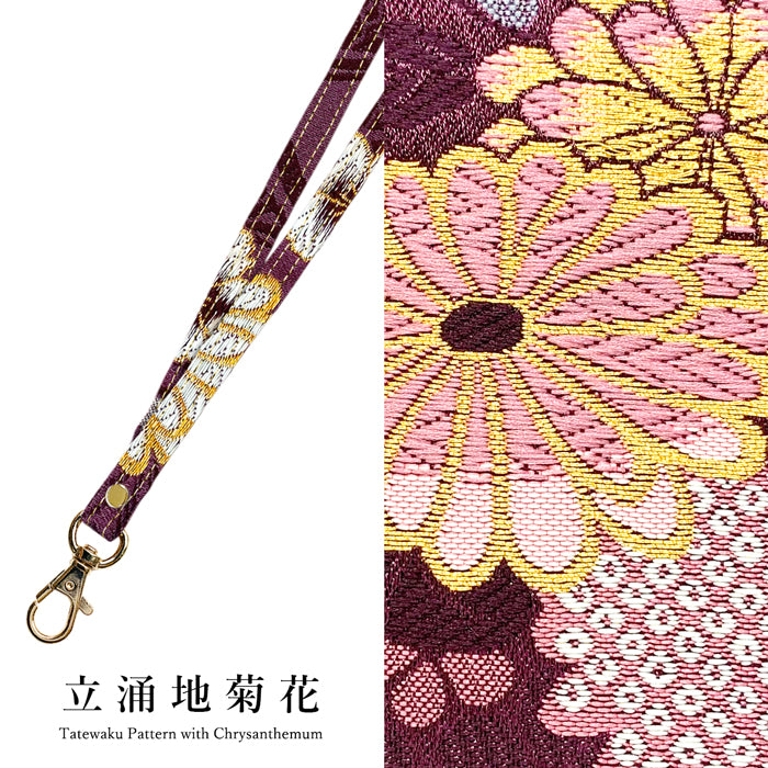 【Leo&Aoi公式ショップ】 西陣織 明 ネックストラップ ロングストラップ 首掛け 落下防止 ネックホルダー IDカードホルダー IDケース パスケース スマホ スマートフォン ネック ストラップ ナスカン 高級 華やか 着物 和柄 和風 レディース 女性 【安心の返品保証付き】