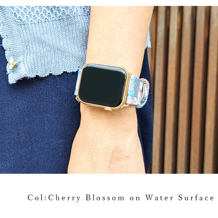 西陣織 明 Apple Watch アップルウォッチ バンド レザー 付け替え 交換 ベルト applewatchseries 7 SE 6 5 4 3 2 1 全シリーズ対応 着物 和風 和柄 和 豪華 織物 レディース ハンドメイド 38mm 40mm 41mm 42mm 44mm 45mm