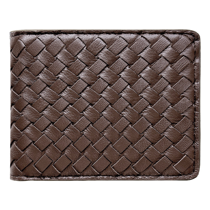 Leo&Aoi公式ショップ】本革 編み込み 二つ折り財布 メンズ カード収納