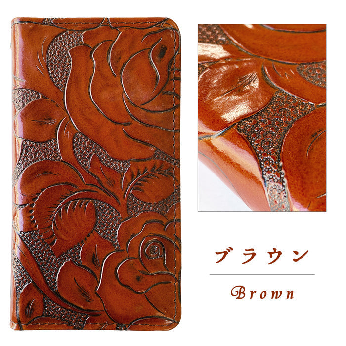 【Leo&Aoi公式ショップ】 Xperia 1 V SO-51D SOG10 A301SO XQ-DQ44 カバー 手帳型 本革 アンティーク調 ローズ 型押し 手帳型ケース so51d エクスペリア スマホケース 【安心の返品保証付き】