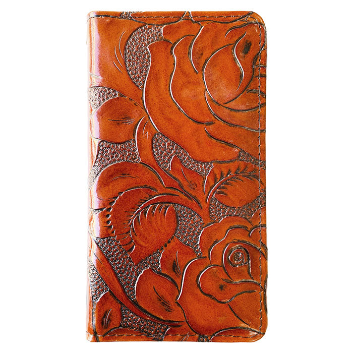 【Leo&Aoi公式ショップ】 かんたんスマホ4 A402ZT ケース カバー 手帳型 本革 アンティーク調 ローズ 型押し 手帳型ケース 簡単スマホ スマホケース 【安心の返品保証付き】