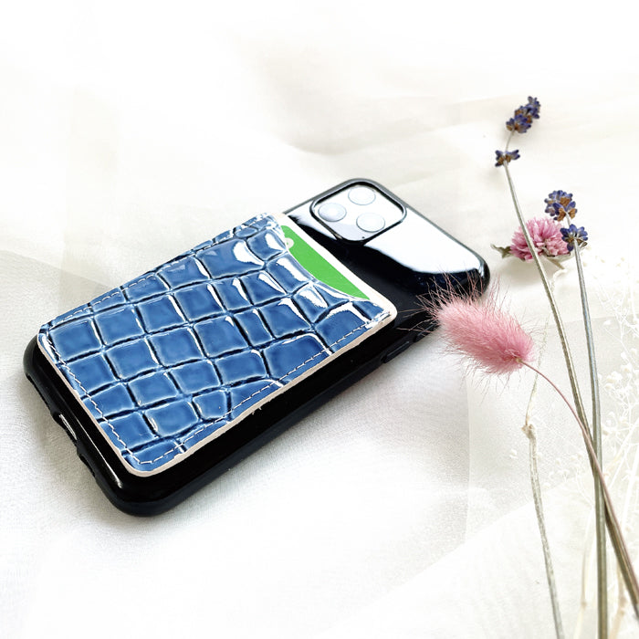 【Leo&Aoi公式ショップ】 美クロコダイル 型押し スマホ カード収納 カードケース 本革 貼り付け 背面 薄型 カードポケット 背面収納 レザー ポケット カード入れ スリム ICカード 定期入れ シール CARD POCKET レディース メンズ 【安心の返品保証付き】