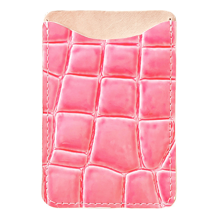 【Leo&Aoi公式ショップ】 美クロコダイル 型押し スマホ カード収納 カードケース 本革 貼り付け 背面 薄型 カードポケット 背面収納 レザー ポケット カード入れ スリム ICカード 定期入れ シール CARD POCKET レディース メンズ 【安心の返品保証付き】