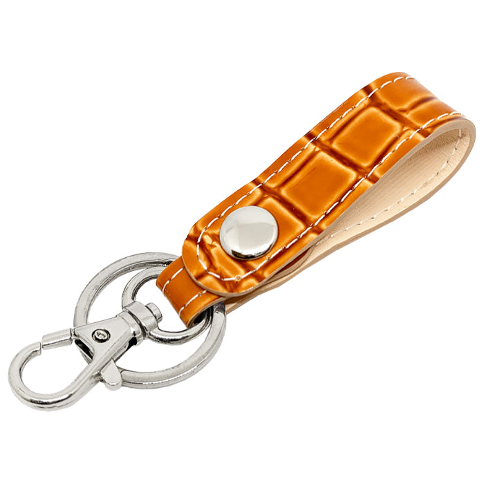 【Leo&Aoi公式ショップ】 美クロコダイル キーリング 本革 スナップボタン キーホルダー バッグチャーム ワニ柄 エナメル 【安心の返品保証付き】