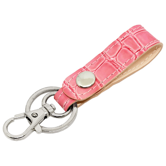 【Leo&Aoi公式ショップ】 美クロコダイル キーリング 本革 スナップボタン キーホルダー バッグチャーム ワニ柄 エナメル 【安心の返品保証付き】