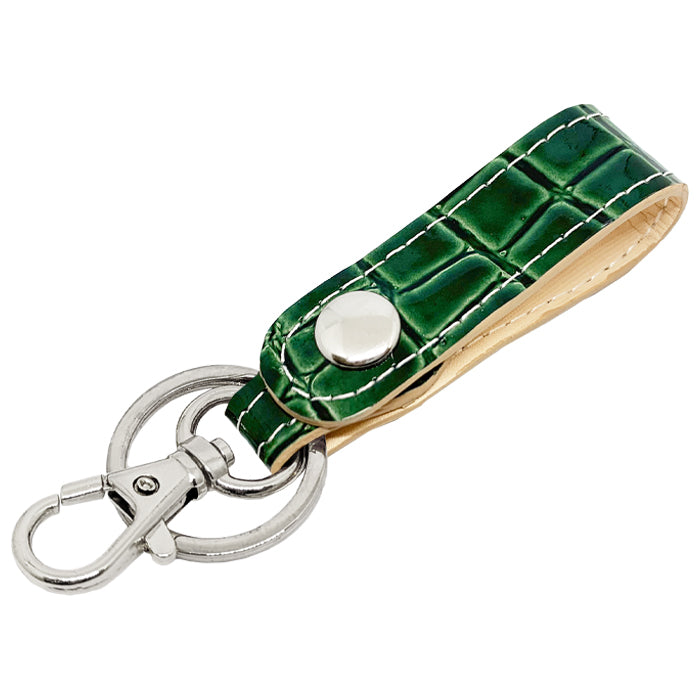 【Leo&Aoi公式ショップ】 美クロコダイル キーリング 本革 スナップボタン キーホルダー バッグチャーム ワニ柄 エナメル 【安心の返品保証付き】