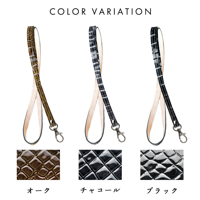 【Leo&Aoi公式ショップ】 美クロコダイル ネックストラップ ロングストラップ 本革 首掛け 落下防止 ネックホルダー IDカードホルダー IDケース パスケース スマホ スマートフォン ネック ストラップ ナスカン レディース メンズ ワニ柄 【安心の返品保証付き】