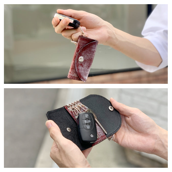 【Leo&Aoi公式ショップ】 ブライドルレザー キーケース 4連 本革 イギリス製 メンズ スマートキー 三つ折り 牛革 レザー 鍵入れ 鍵 カギ 収納 スリム コンパクト キーホルダー 4連キーケース 牛本革 タンニン鞣し ブルーム 【安心の返品保証付き】