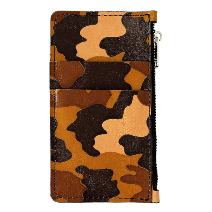 【Leo&Aoi公式ショップ】 カモフラージュ スリムウォレット 薄型 財布 ミニ財布 お札入れ コインケース 小型財布 マルチケース 小銭入れ カード入れ コンパクト コンパクトウォレット ヌメ革 革 高級 本革 牛革 牛ヌメ革 レザー ケース セカンド財布 キュッシュレス フラグメントケース 迷彩柄 【安心の返品保証付き】