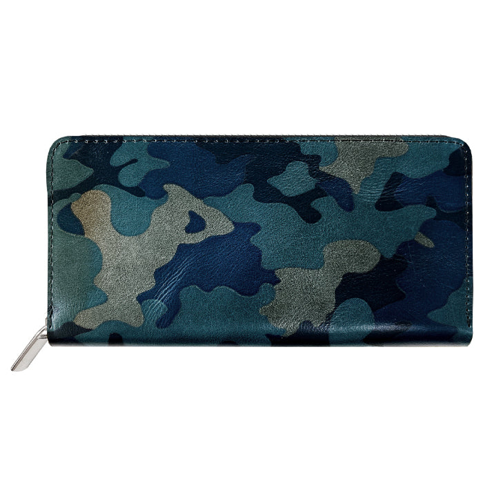 【Leo&Aoi公式ショップ】 カモフラージュ 蛇腹式 カードポケット付き 長財布 財布 本革 ラウンドファスナー サイフ さいふ ウォレット 革 レザー 革財布 ラウンド長財布 ラウンド財布 長サイフ 本革長財布 カード収納 メンズ 迷彩柄 カモフラ 【安心の返品保証付き】