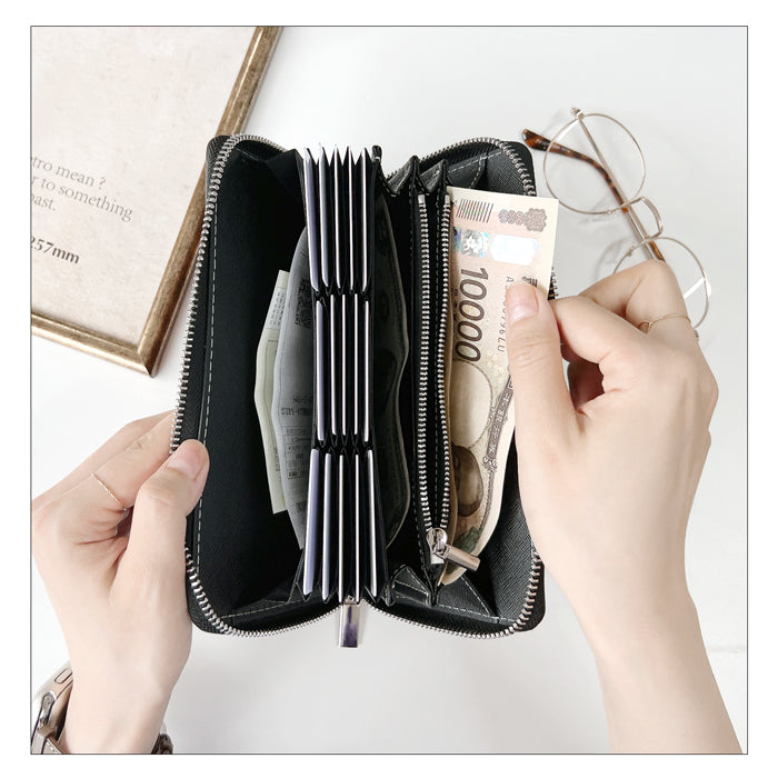 【Leo&Aoi公式ショップ】 カモフラージュ 蛇腹式 カードポケット付き 長財布 財布 本革 ラウンドファスナー サイフ さいふ ウォレット 革 レザー 革財布 ラウンド長財布 ラウンド財布 長サイフ 本革長財布 カード収納 メンズ 迷彩柄 カモフラ 【安心の返品保証付き】