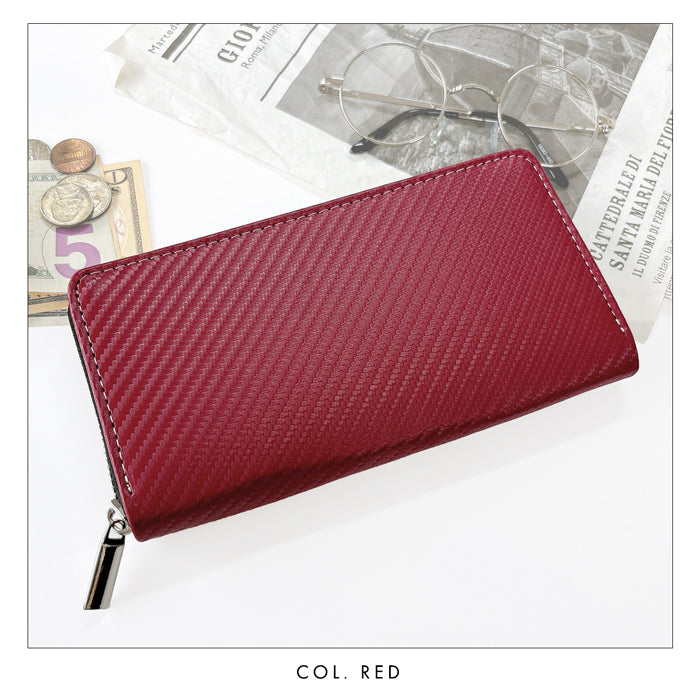 【Leo&Aoi公式ショップ】 カーボン 長財布 ラウンドファスナー 財布 サイフ さいふ ウォレット カード収納 ファイバー調 ラウンド長財布 長サイフ ロングウォレット 小銭入れ シック おしゃれ メンズ レディース ハンドメイド 【安心の返品保証付き】