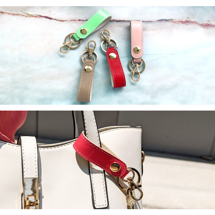 【Leo&Aoi公式ショップ】 本革 キーリング キーホルダー スナップボタン ちょっといい本革 牛革 シンプル クロム鞣