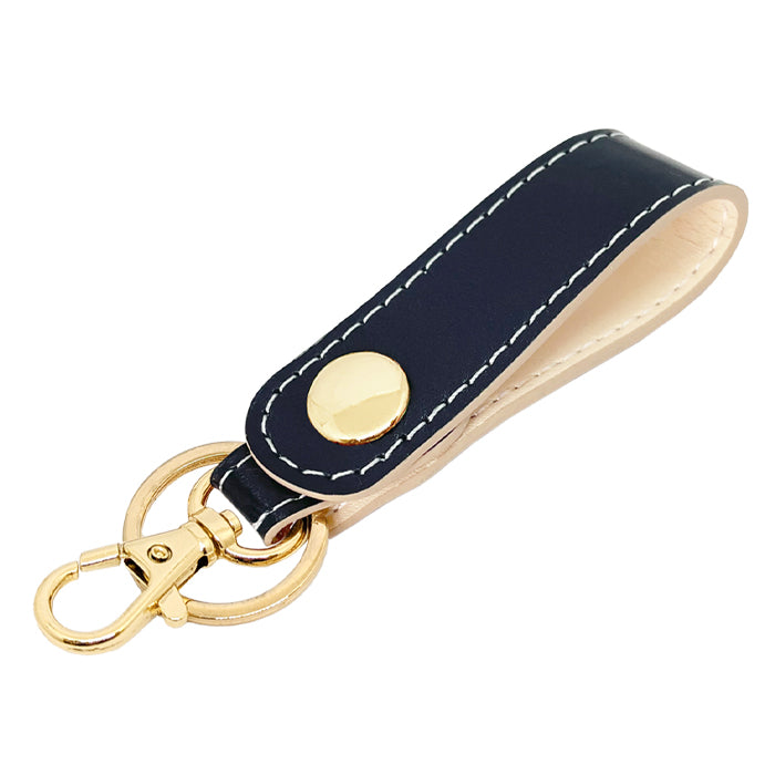 【Leo&Aoi公式ショップ】 本革 キーリング キーホルダー スナップボタン ちょっといい本革 牛革 シンプル クロム鞣