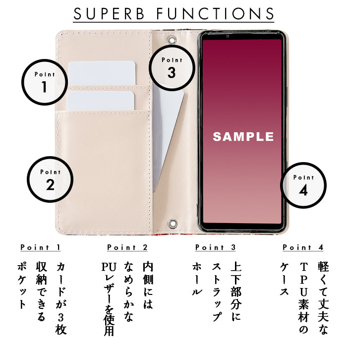 【Leo&Aoi公式ショップ】 XPERIA 10 VI SO-52E ケース SOG14 カバー A402SO XQ-ES44 手帳型 本革 カラフル ツイード  手帳型ケース so52e エクスペリア スマホケース