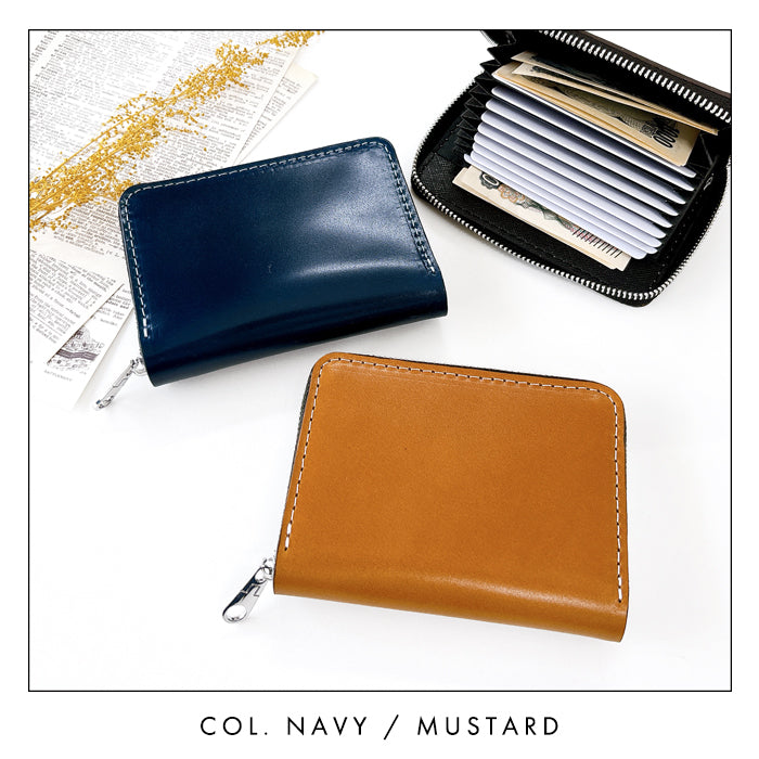 【Leo&Aoi公式ショップ】コードバン 蛇腹 シンプル 財布 長財布 ラウンド型ファスナー 牛革 本革 メンズ 馬革 ホースレザー サイフ 【安心の返品保証付き】
