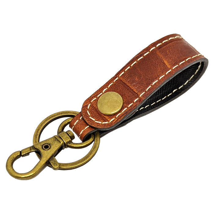【Leo&Aoi公式ショップ】 本革 キーリング キーホルダー スナップボタン バッグチャーム クロコダイル 型押し ワニ柄 わに柄
