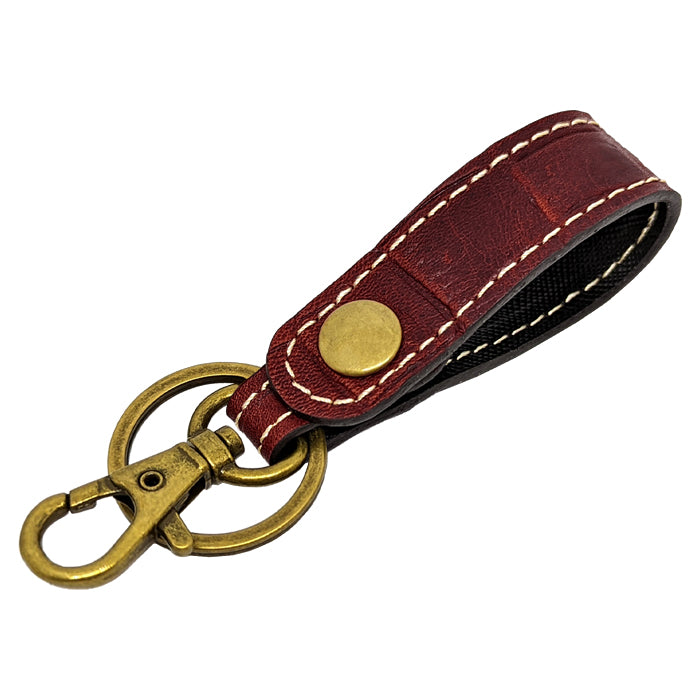 【Leo&Aoi公式ショップ】 本革 キーリング キーホルダー スナップボタン バッグチャーム クロコダイル 型押し ワニ柄 わに柄