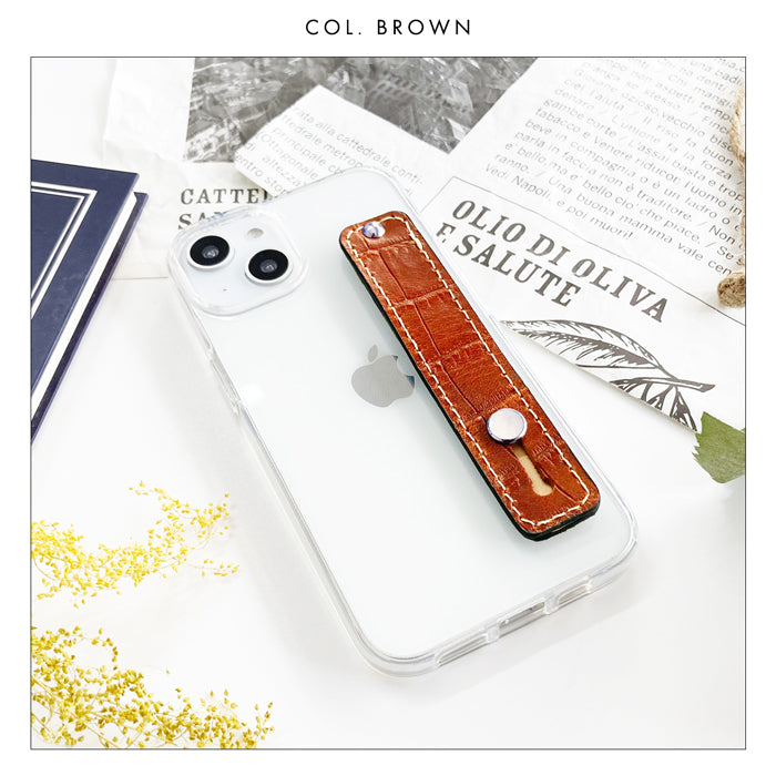 【Leo&Aoi公式ショップ】 クロコダイル 型押し スマホバンド スマホベルト 本革 レザー スマホリング 落下防止 ベルト バンド ホルダー 片手 スタンド スライドベルト スマホスタンド メンズ レディース 革 【安心の返品保証付き】
