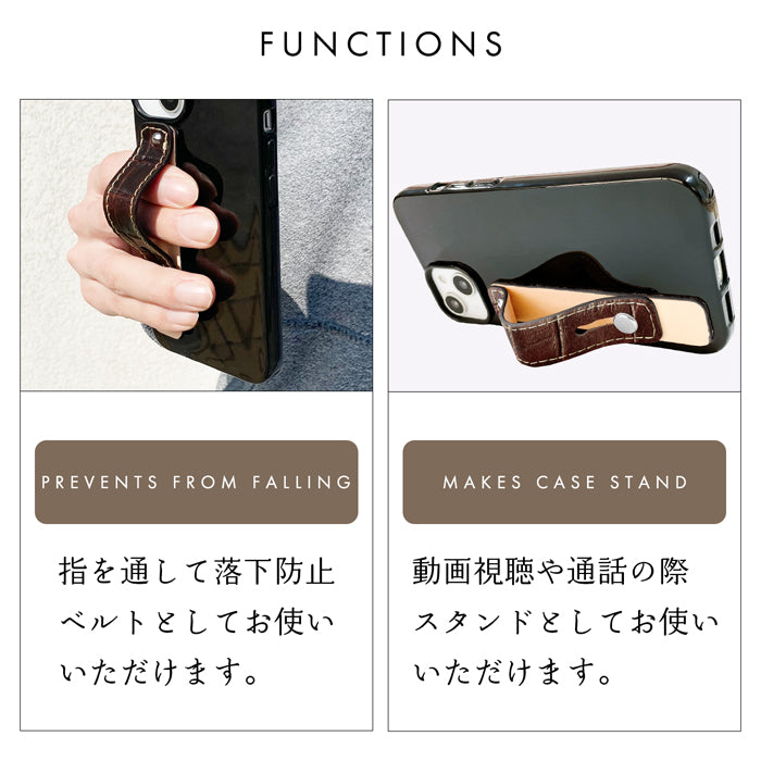 【Leo&Aoi公式ショップ】 クロコダイル 型押し スマホバンド スマホベルト 本革 レザー スマホリング 落下防止 ベルト バンド ホルダー 片手 スタンド スライドベルト スマホスタンド メンズ レディース 革 【安心の返品保証付き】