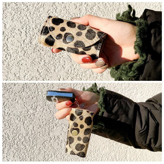 ハラコ風 ダルメシアン キーケース 4連 本革 スマートキー 三つ折り 牛革 レザー 鍵入れ 鍵 カギ 収納 スリム コンパクト キーホルダー 4連キーケース レディース メンズ ダルメシアン柄 アニマル柄
