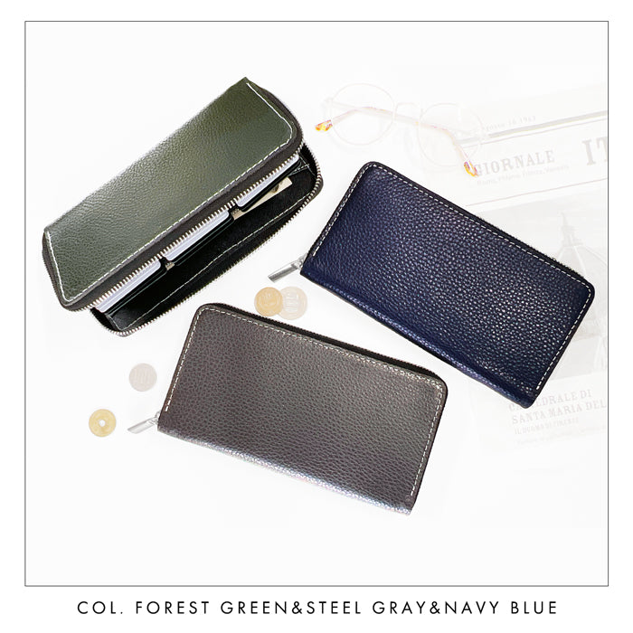 【Leo&Aoi公式ショップ】 ベーシックダンディ 蛇腹式 カードポケット付き 長財布 財布 本革 ラウンドファスナー サイフ さいふ ウォレット 革 レザー 牛革 革財布 型押し 牛ヌメ ラウンド長財布 ラウンド財布 長サイフ 本革長財布 カード収納 メンズ レディース ハンドメイド 【安心の返品保証付き】