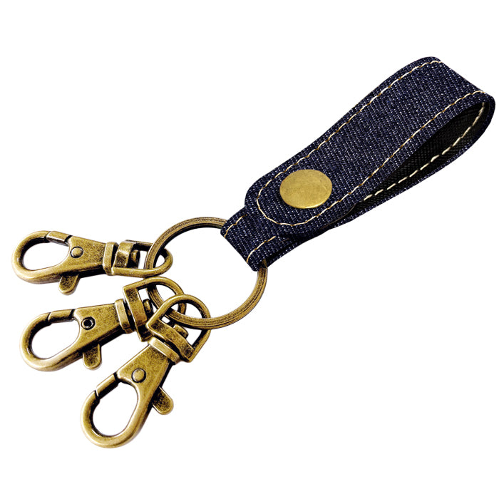 【Leo&Aoi公式ショップ】 児島デニム 3連 キーリング スナップボタン デニムキーリング 【安心の返品保証付き】