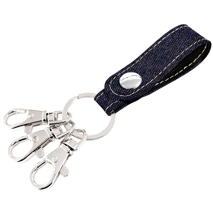 【Leo&Aoi公式ショップ】 児島デニム 3連 キーリング スナップボタン デニムキーリング 【安心の返品保証付き】