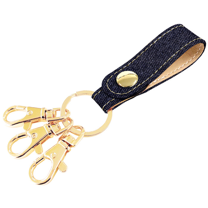 【Leo&Aoi公式ショップ】 児島デニム 3連 キーリング スナップボタン デニムキーリング 【安心の返品保証付き】