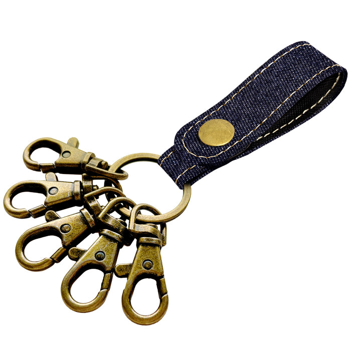 【Leo&Aoi公式ショップ】 児島デニム 5連 キーリング スナップボタン デニムキーリング 【安心の返品保証付き】