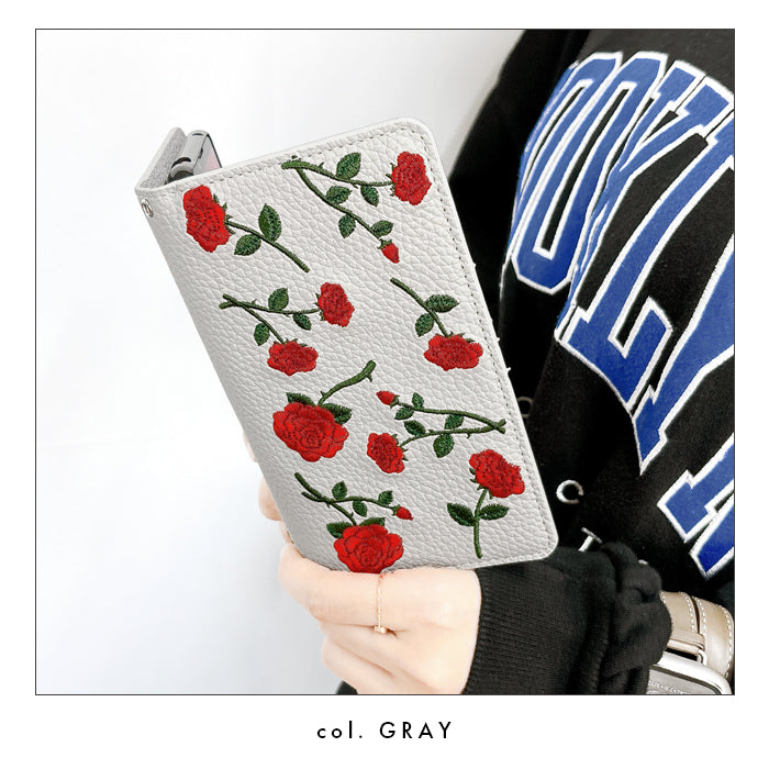 【Leo&Aoi公式ショップ】 iphone17 ケース iPhone 17 カバー 手帳型 バラ刺繍 手帳型ケース アイフォン17 スマホケース 【安心の返品保証付き】