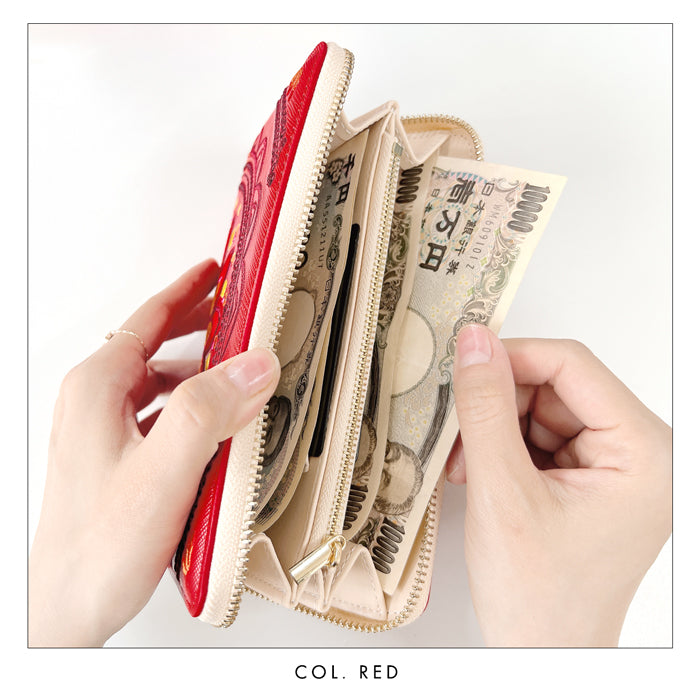 【Leo&Aoi公式ショップ】 エスニック刺繍 長財布 本革 財布 レディース ラウンド型ファスナー サフィアーノレザー メンズ エスニック柄 WL-R1-S1【安心の返品保証付き】