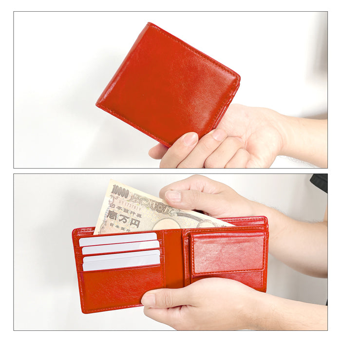 【Leo&Aoi公式ショップ】フジムラレザー 二つ折り財布 本革 財布 メンズ サイフ さいふ ウォレット 革 レザー カード収納 小銭入れ コインケース付き 牛革 WM-D1-05 【安心の返品保証付き】