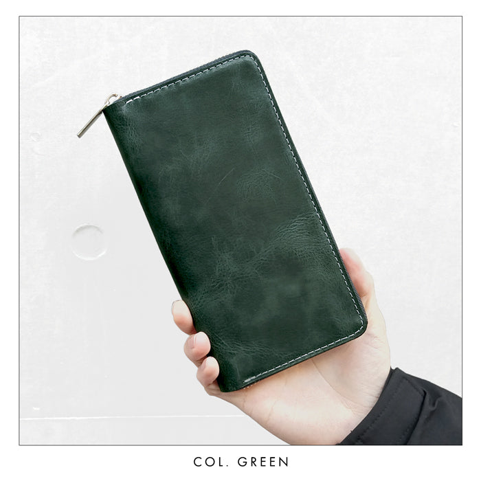 【Leo&Aoi公式ショップ】 ジェントルマン 蛇腹式 カードポケット付き 長財布 財布 ラウンドファスナー サイフ さいふ ウォレット 革 本革 レザー 牛革 革財布 牛ヌメ ラウンド長財布 ラウンド財布 長サイフ 本革長財布 カード収納 メンズ レディース ハンドメイド 【安心の返品保証付き】