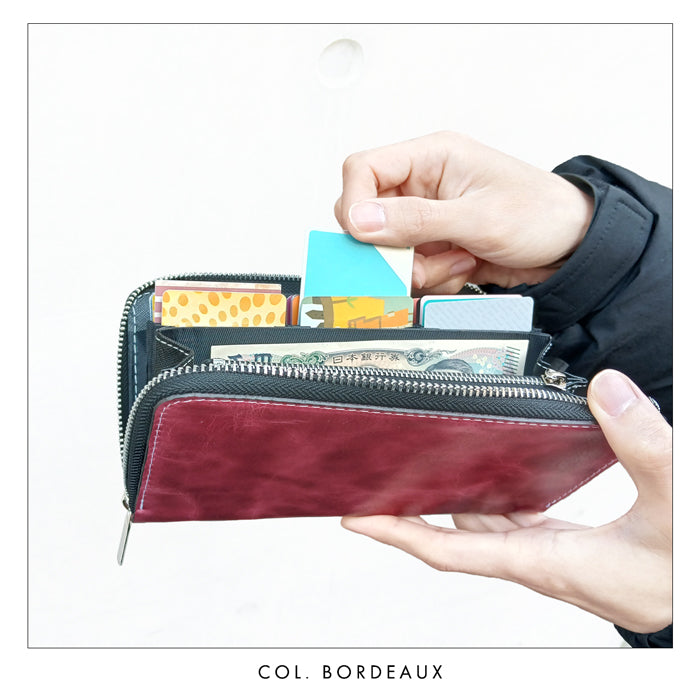 【Leo&Aoi公式ショップ】 ジェントルマン 蛇腹式 カードポケット付き 長財布 財布 ラウンドファスナー サイフ さいふ ウォレット 革 本革 レザー 牛革 革財布 牛ヌメ ラウンド長財布 ラウンド財布 長サイフ 本革長財布 カード収納 メンズ レディース ハンドメイド 【安心の返品保証付き】