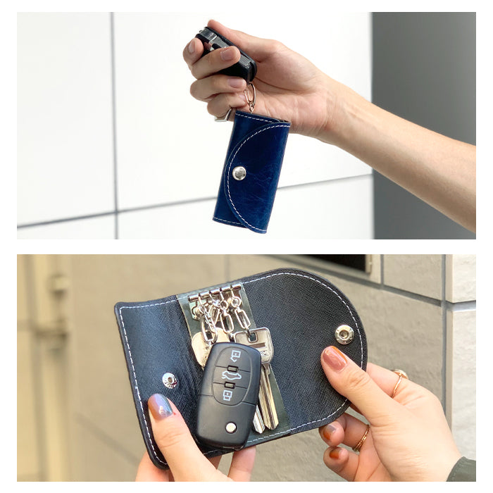 【Leo&Aoi公式ショップ】 ジェントルマン キーケース 4連 本革 メンズ レディース スマートキー 三つ折り 牛革 ヌメ革 牛ヌメ革 レザー 鍵入れ 鍵 カギ 収納 スリム コンパクト キーホルダー 4連キーケース 【安心の返品保証付き】