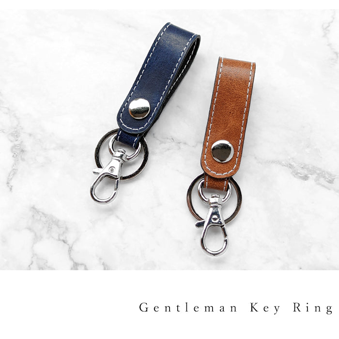 【Leo&Aoi公式ショップ】 本革 キーリング キーホルダー スナップボタン バッグチャーム ジェントルマン