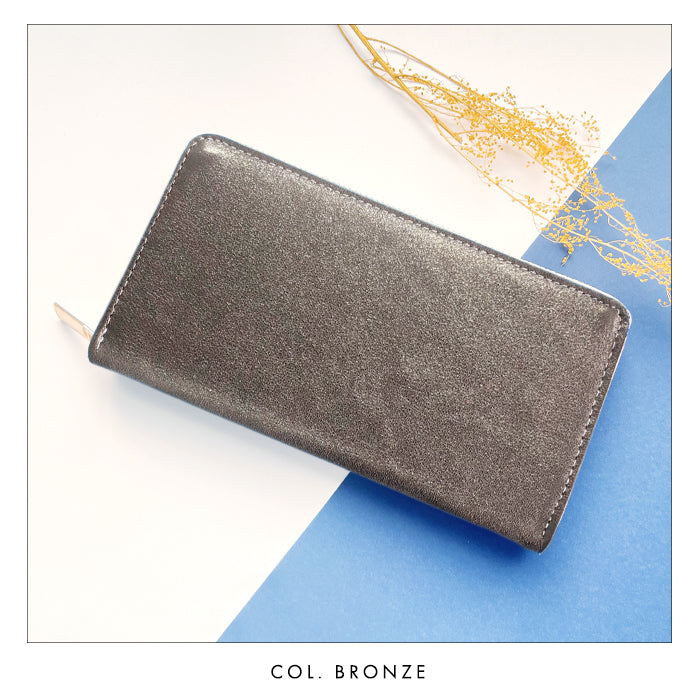 【Leo&Aoi公式ショップ】 グリッター 蛇腹 カードポケット付き 長財布 本革 ラウンド型ファスナー 財布 レディース 大容量 【安心の返品保証付き】